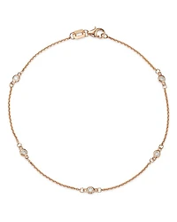 Diamond Station Bracelet in 14K Rose Gold, 0.10 tcw