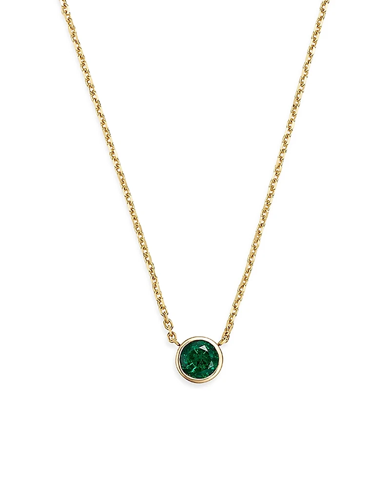 Bloomingdale's Fine Collection Emerald Bezel Pendant Necklace