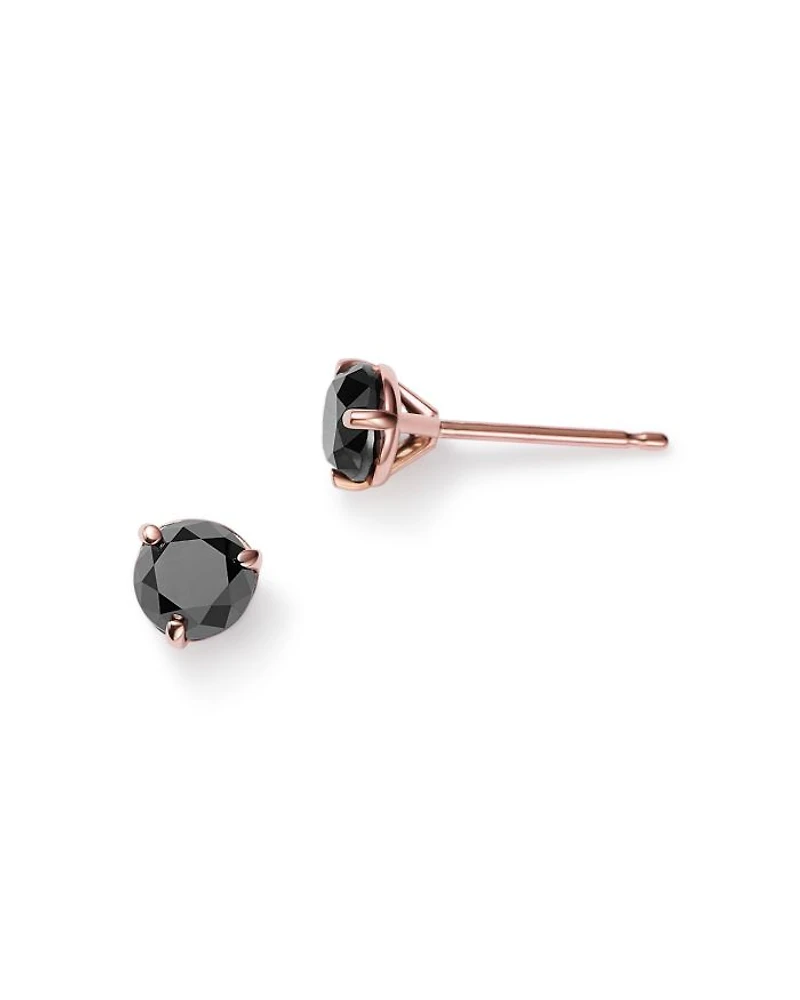Black Diamond Stud Earrings 14K Gold, 0.50 - 1.0 tcw