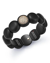 Roberto Demeglio 18K Rose Gold & Black Ceramic Dama Stretch Bracelet with Pave Champagne Diamond Station