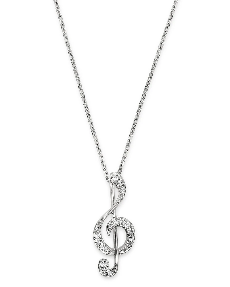 Bloomingdale's Fine Collection Diamond Music Note Pendant Necklace