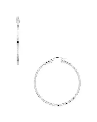Aqua Dimpled Sterling Silver Hoop Earrings - Exclusive