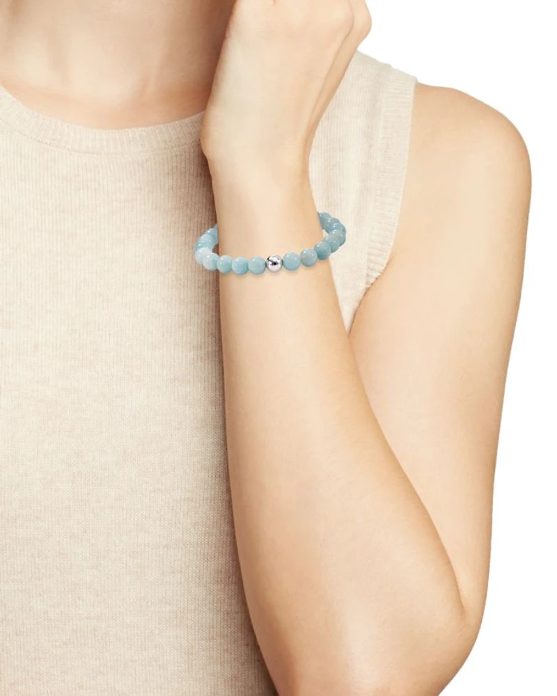 Sterling Silver & Stone Beaded Stretch Bracelet - Exclusive