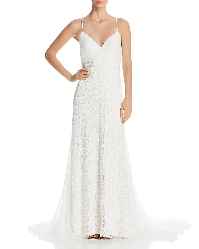 Tadashi Shoji Miramar Cross Back Lace Gown
