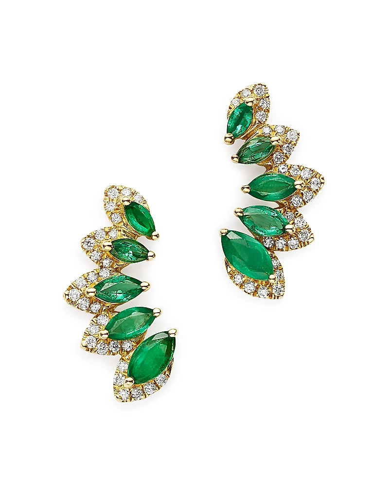 Bloomingdale's Fine Collection Emerald & Diamond Climber Earrings