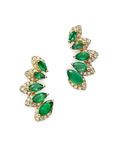 Bloomingdale's Fine Collection Emerald & Diamond Climber Earrings
