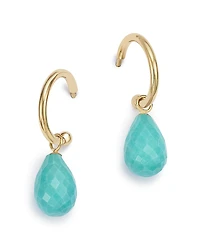 Bloomingdale's Fine Collection Turquoise Briolette Hoop Drop Earrings