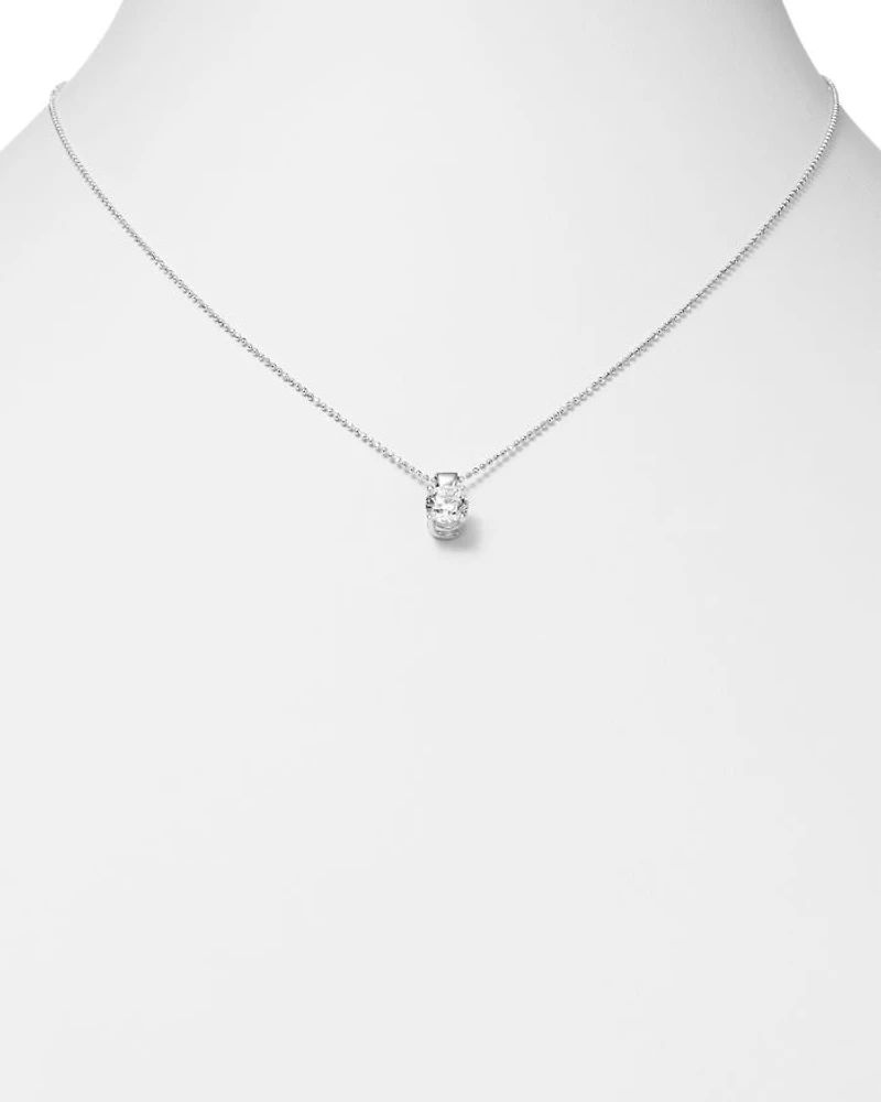 Diamond Solitaire Pendant 18K White Gold, 0.50-1.0. tcw