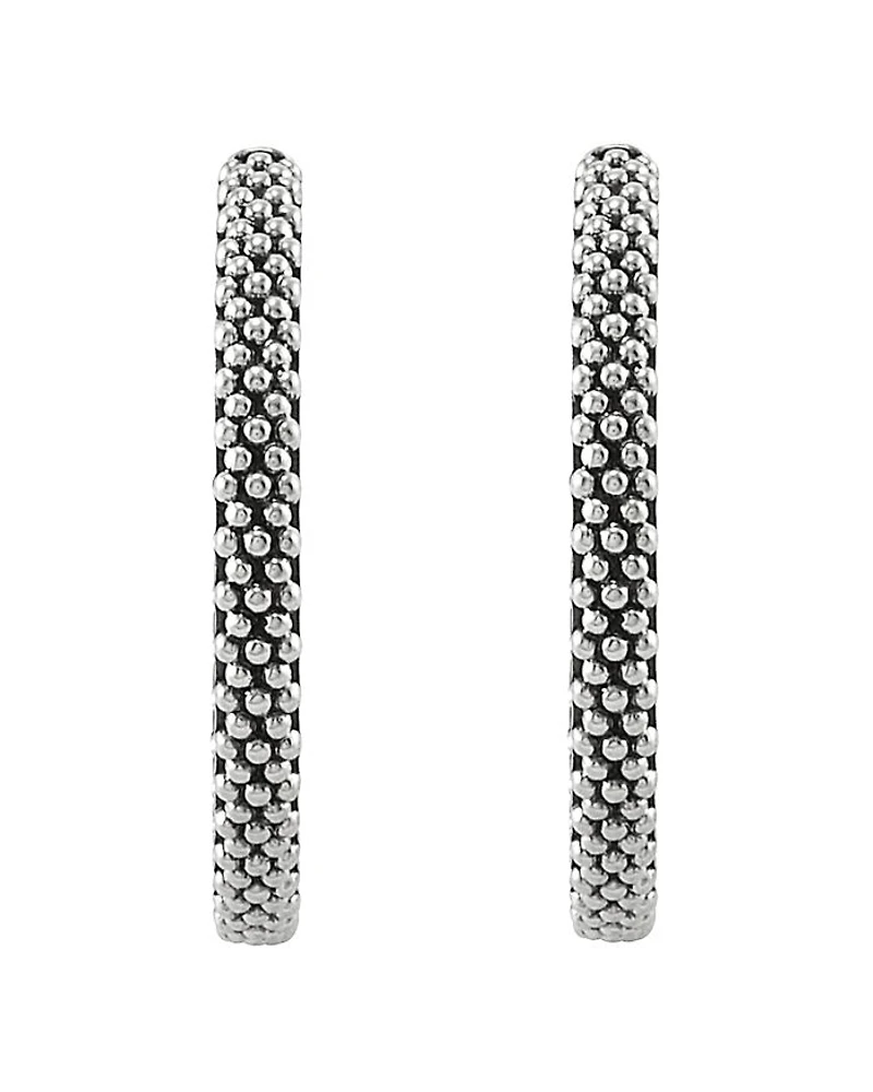 Sterling Silver Signature Caviar Hoop Earrings