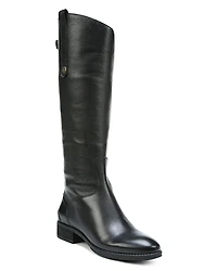 Sam Edelman Women's Wide Calf Penny Round Toe Leather Low-Heel Riding Boots