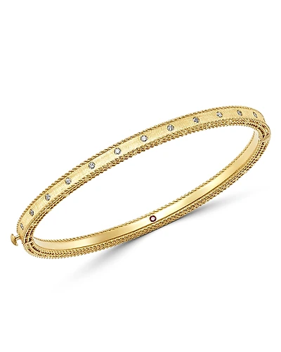 Roberto Coin 18K Yellow Gold Princess Diamond Hinged Bangle Bracelet