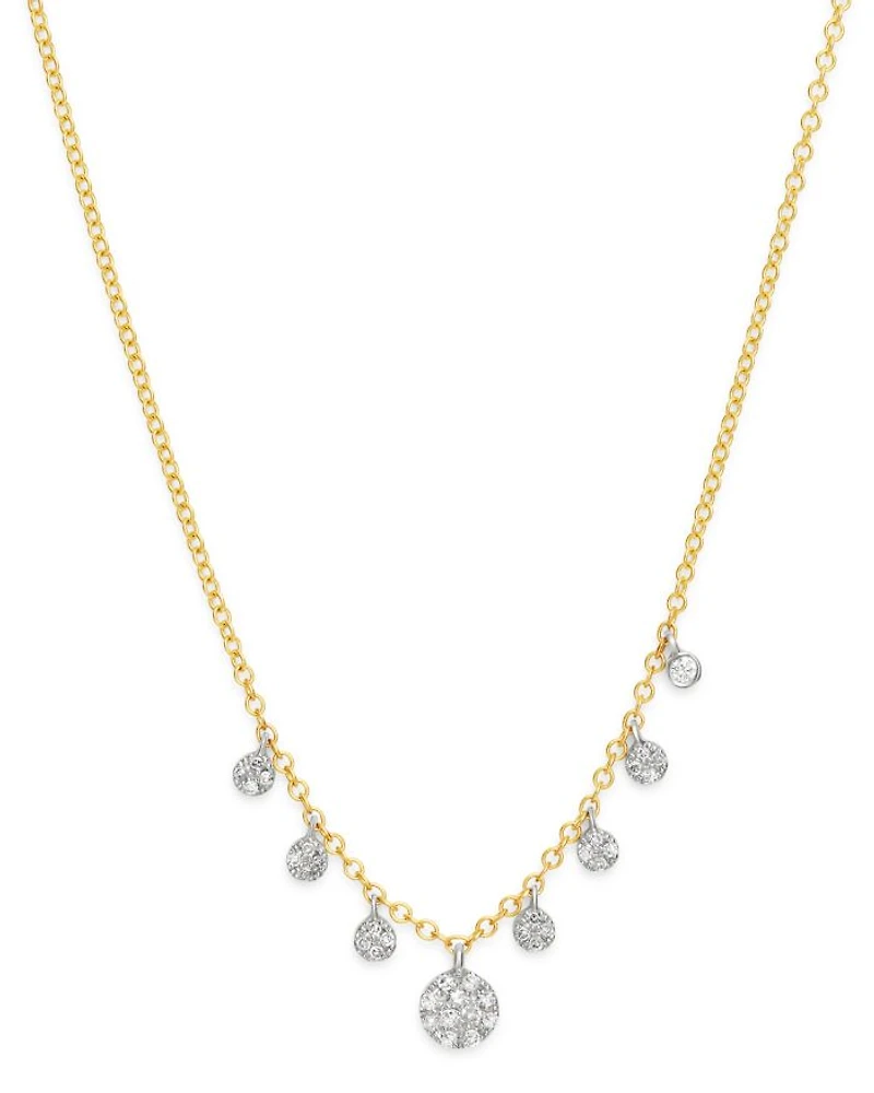 14K Yellow & White Gold Diamond Multi Disc Pendant Necklace, 18"