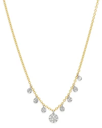 14K Yellow & White Gold Diamond Multi Disc Pendant Necklace, 18"
