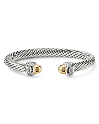 David Yurman Cable Bracelet with 14K Yellow Gold Dome & Diamonds
