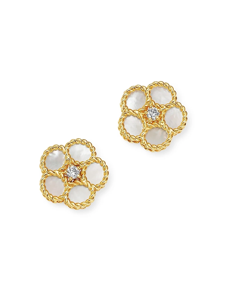 Roberto Coin 18K Yellow Gold Daisy Mother-of-Pearl & Diamond Stud Earrings - Exclusive