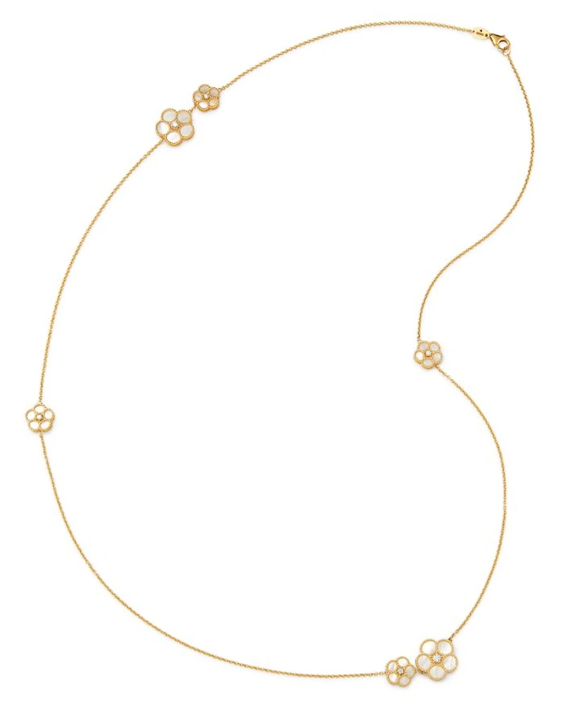 18K Yellow Gold Daisy Mother-of-Pearl & Diamond Station Necklace, 31" - Exclusive
