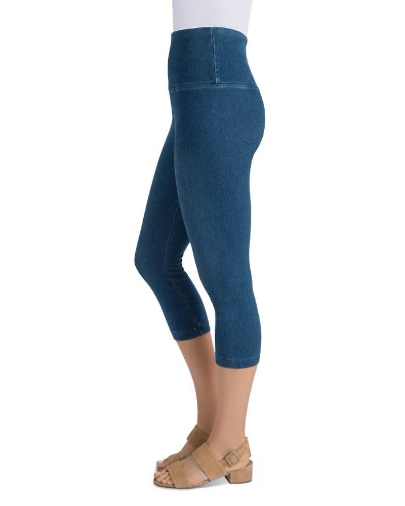 Denim Capri Leggings Mid Wash