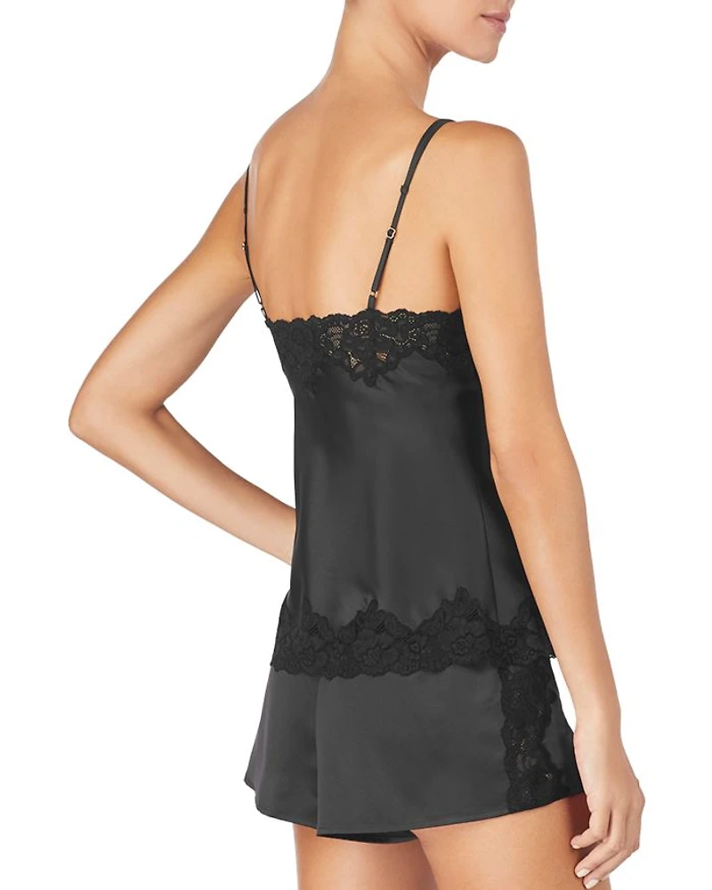 Lace-Trim Satin Short PJ Set