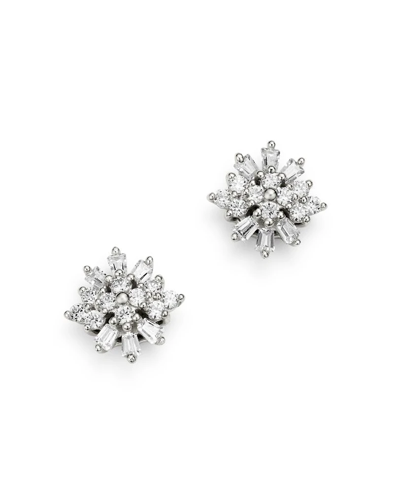Diamond Mosaic Stud Earrings in 14K White Gold, 0.25 tcw