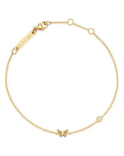 14K Yellow Gold Itty Bitty Butterfly & Diamond Bracelet
