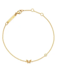 14K Yellow Gold Itty Bitty Butterfly & Diamond Bracelet