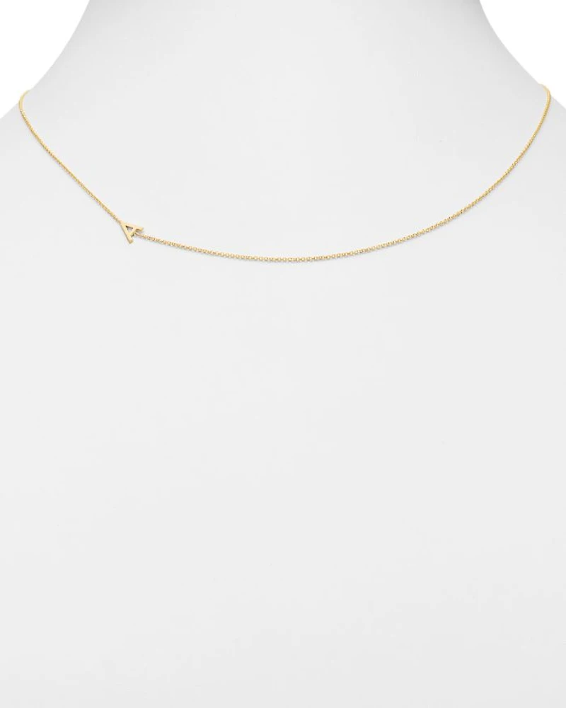 14K Yellow Gold Asymmetrical Initial Pendant Necklace, 18"L