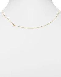 14K Yellow Gold Asymmetrical Initial Pendant Necklace, 18"L