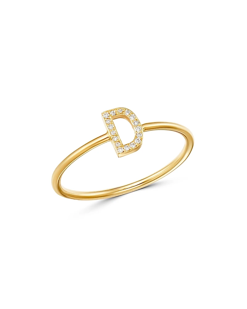 Zoe Lev 14K Yellow Gold Initial Diamond Ring