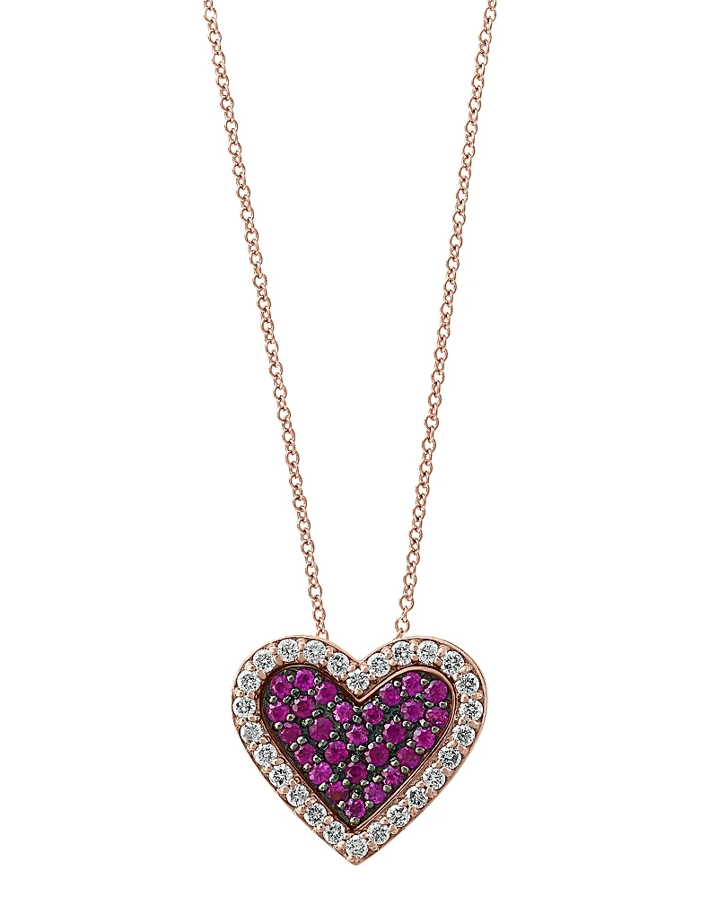 Bloomingdale's Fine Collection Certified Ruby & Diamond Heart Pendant Necklace