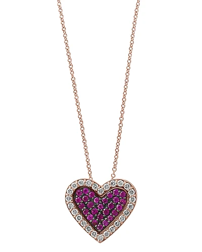 Bloomingdale's Fine Collection Certified Ruby & Diamond Heart Pendant Necklace