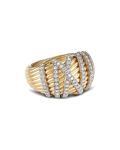 David Yurman 18K Yellow Gold Helena Dome Ring with Diamonds