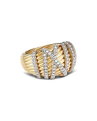 David Yurman 18K Yellow Gold Helena Dome Ring with Diamonds