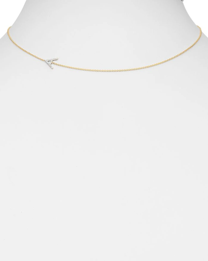 14K Yellow Gold Diamond Asymmetric Initial Necklace, 18"
