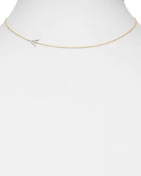 14K Yellow Gold Diamond Asymmetric Initial Necklace, 18"