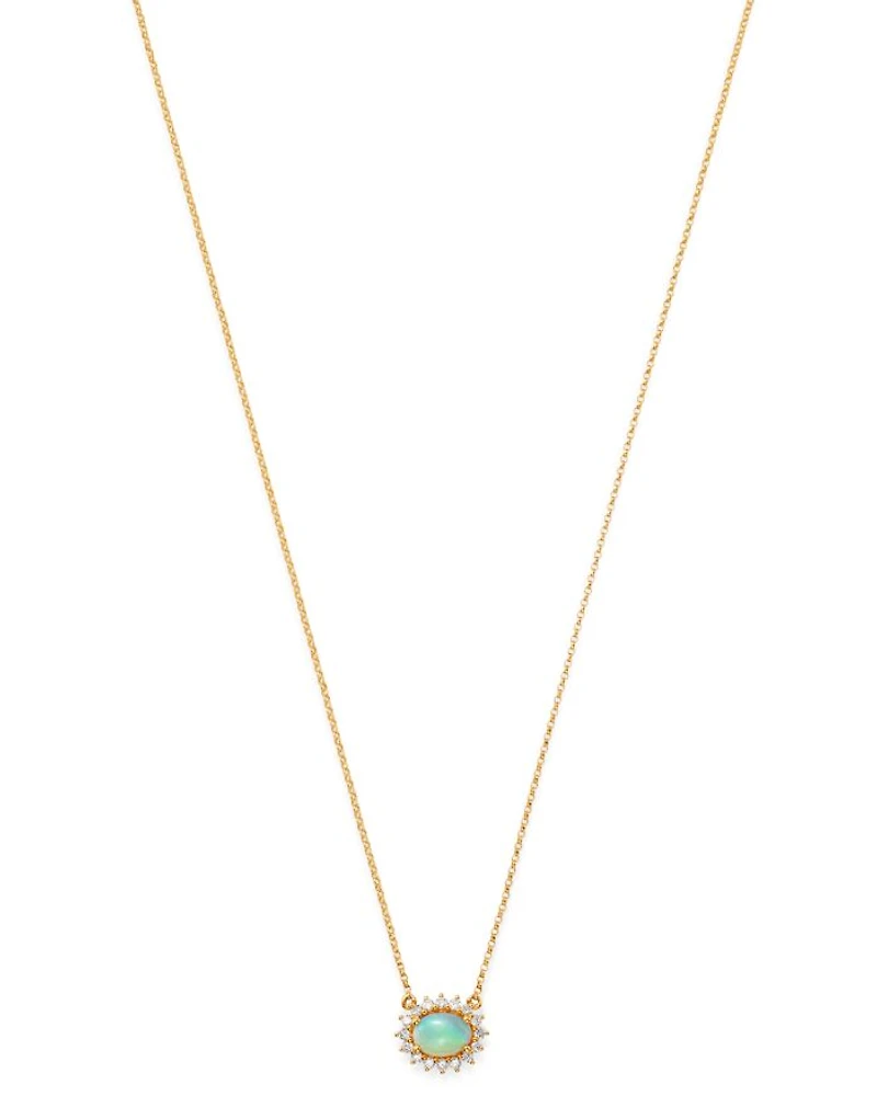 Opal and Diamond East-West Pendant Necklace in 14K Yellow Gold, 18"