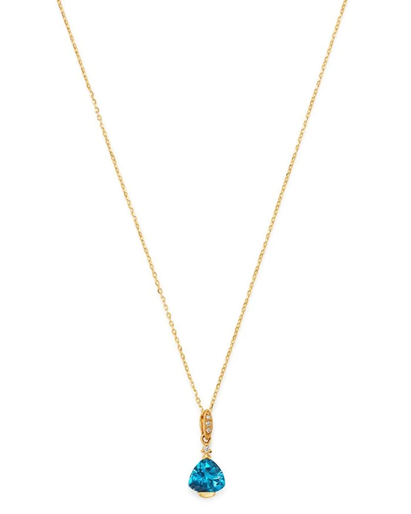 London Blue Topaz & Diamond-Accent Necklace in 14K Yellow Gold, 18"