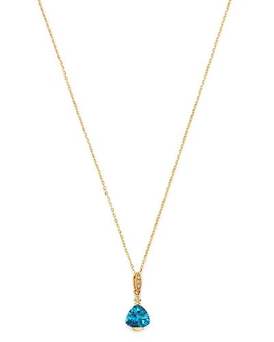 London Blue Topaz & Diamond-Accent Necklace in 14K Yellow Gold, 18"