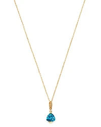 London Blue Topaz & Diamond-Accent Necklace in 14K Yellow Gold, 18"