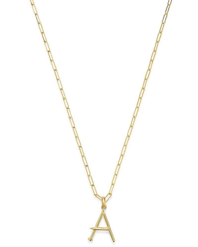 Zoe Lev 14K Yellow Gold Large Nail Initial Necklace