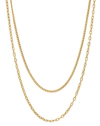 14K Yellow Gold Double Chain Necklace, 20"