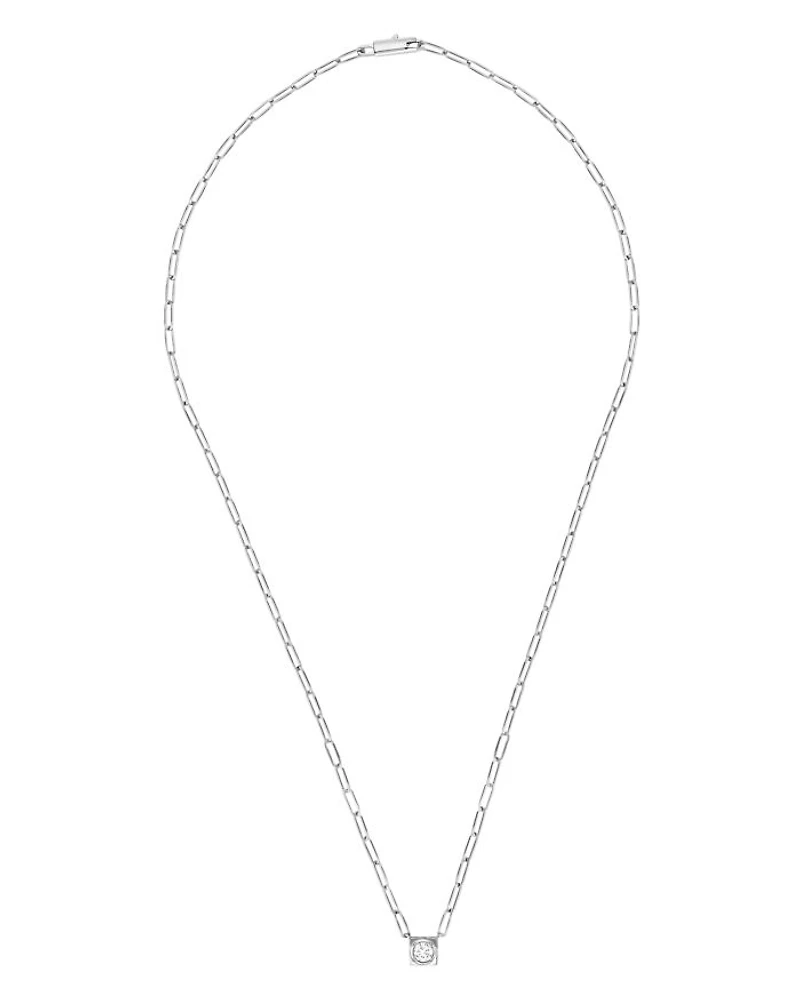 18K White Gold Le Cube Diamant Large Chain Necklace with Diamond, 17.7"