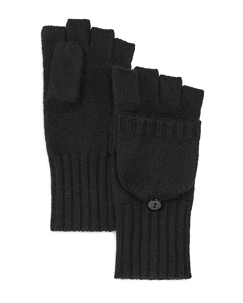 C by Bloomingdale's Cashmere Ribbed Knit Cashmere Pop Top Mittens