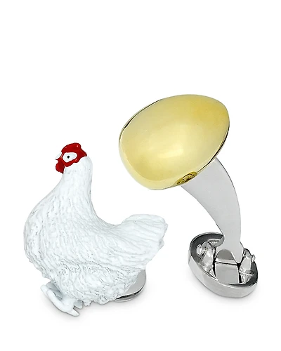 Jan Leslie Sterling Silver Chicken & 24K Vermeil Egg Cufflinks