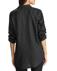 Linen Long Sleeve Collared Button Down Shirt, Regular & Petite