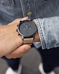 Chrono Tan Leather Strap & Gray Dial Chronograph, 45mm