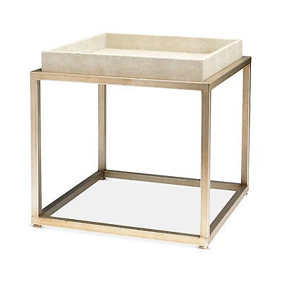 Jamie Young Jax Faux Leather Shagreen Square Side Table