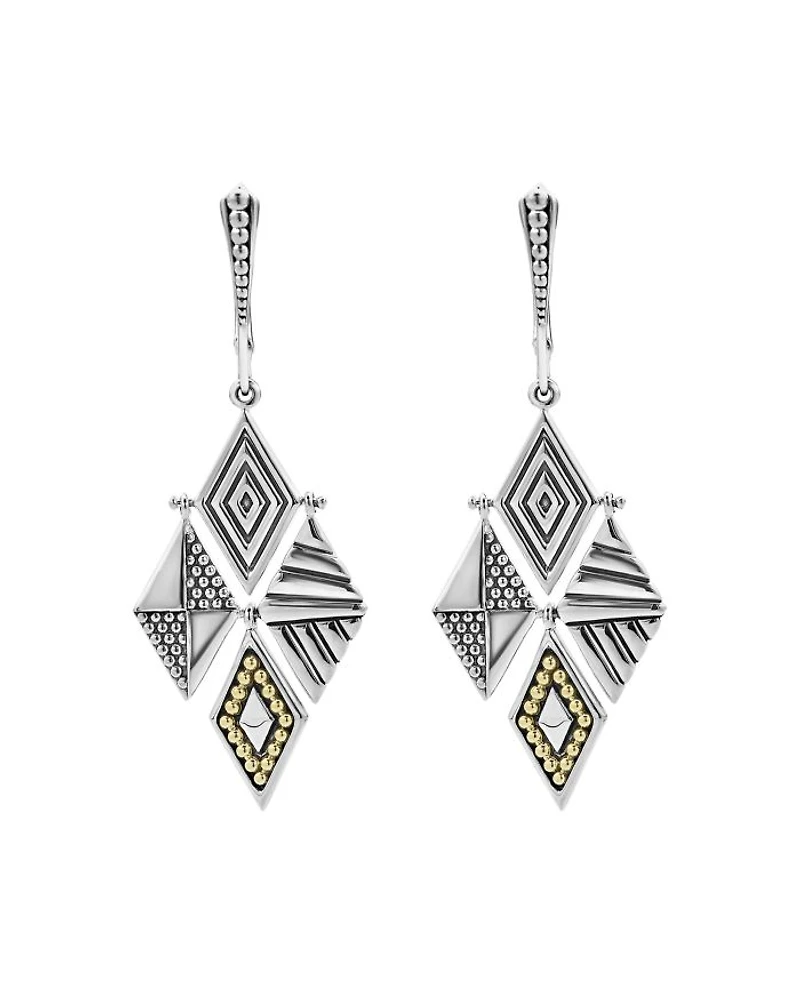 Sterling Silver & 18K Yellow Gold Signature Caviar Lightweight Four Drop Earrings