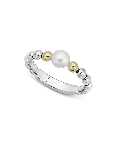 Lagos Sterling Silver & 18K Yellow Gold Luna Cultured Freshwater Pearl Ring