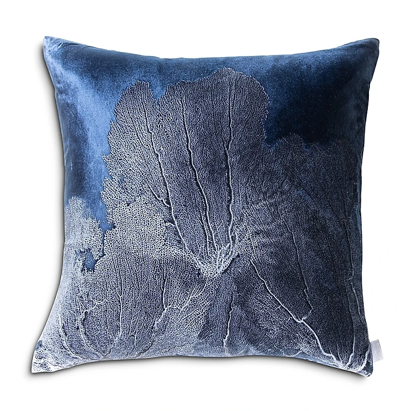 Aviva Stanoff Navy Sea Fan Signature Velvet Collection Pillow, 20 x 20