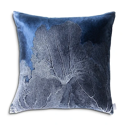 Aviva Stanoff Navy Sea Fan Signature Velvet Collection Pillow, 20 x 20